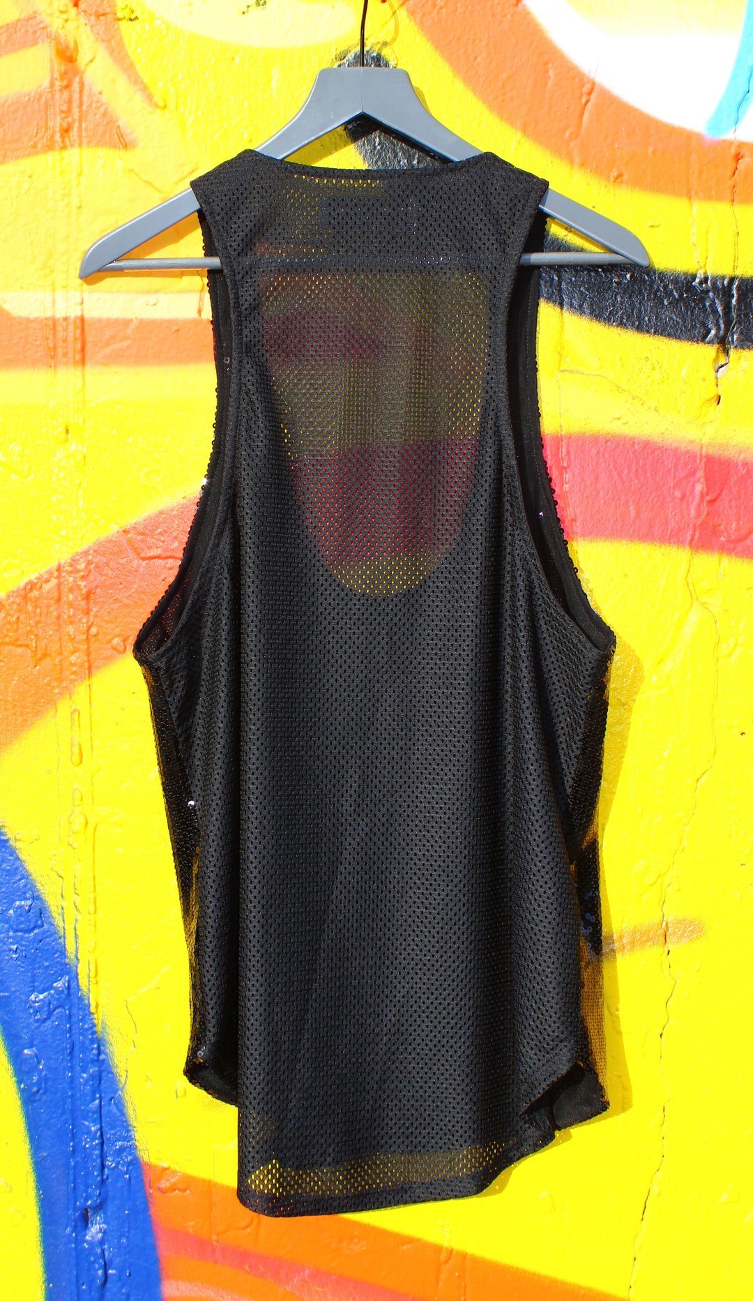 Men's Deep Cut  Sequin and Sport Mesh  Tank